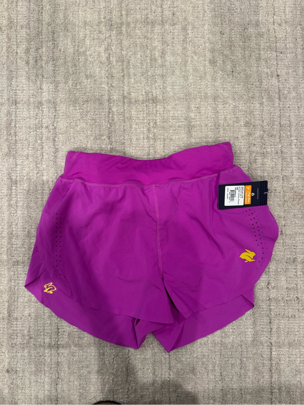 Rabbit fuel n fly Women's Athletic Running Shorts in Magenta with Yellow Logo -